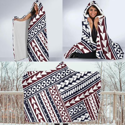 Polynesian Tribal line Hooded Blanket-JORJUNE.COM