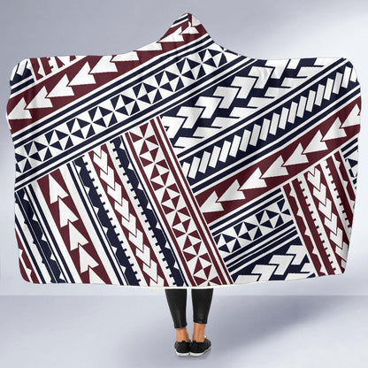 Polynesian Tribal line Hooded Blanket-JORJUNE.COM