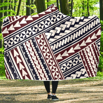 Polynesian Tribal line Hooded Blanket-JORJUNE.COM