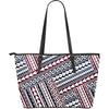 Polynesian Tribal line Large Leather Tote Bag