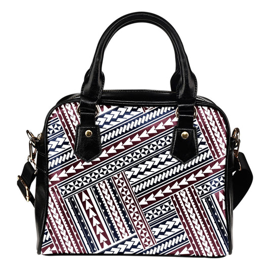 Polynesian Tribal line Leather Shoulder Handbag