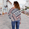 Polynesian Tribal Line Off Shoulder Sweatshirt