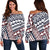 Polynesian Tribal Line Off Shoulder Sweatshirt