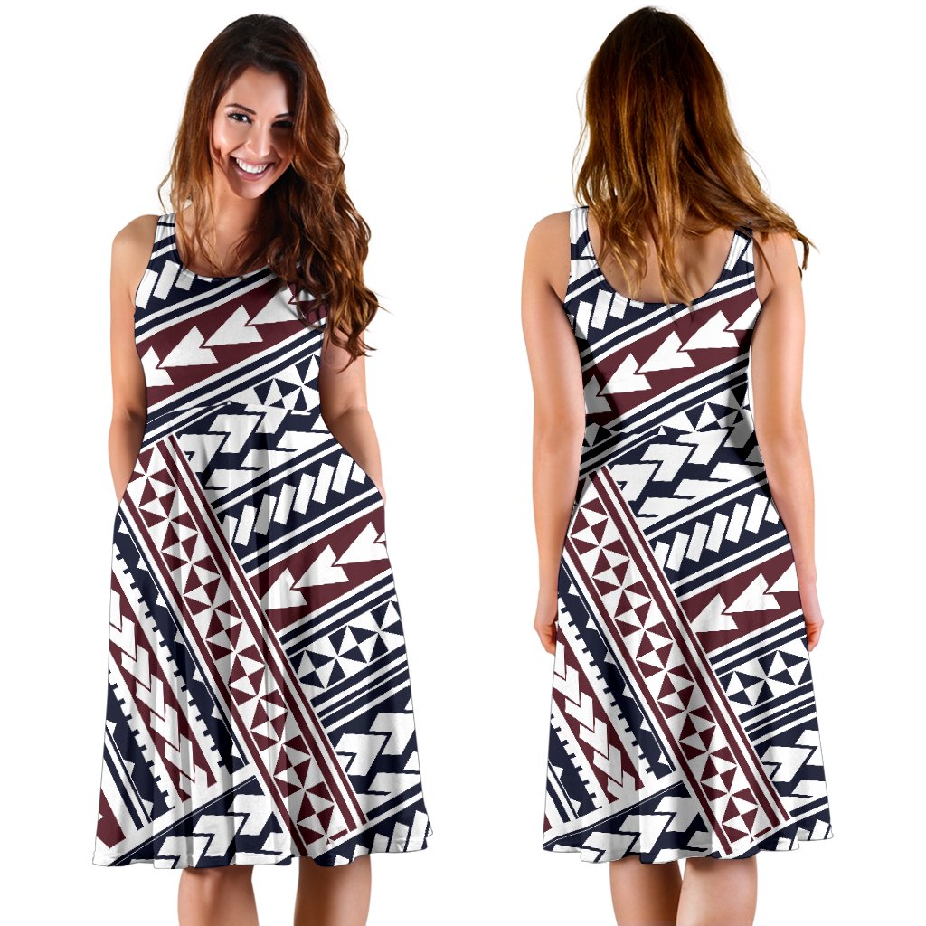 Polynesian Tribal Line Sleeveless Mini Dress