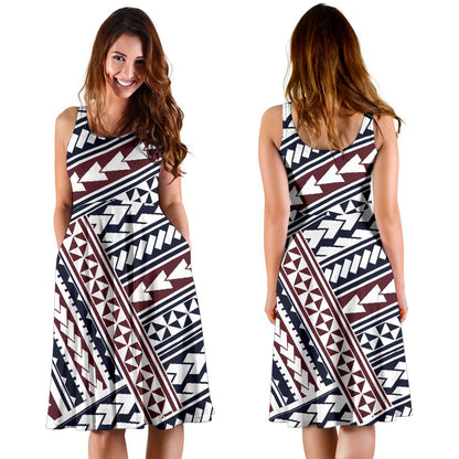 Polynesian Tribal Line Sleeveless Mini Dress