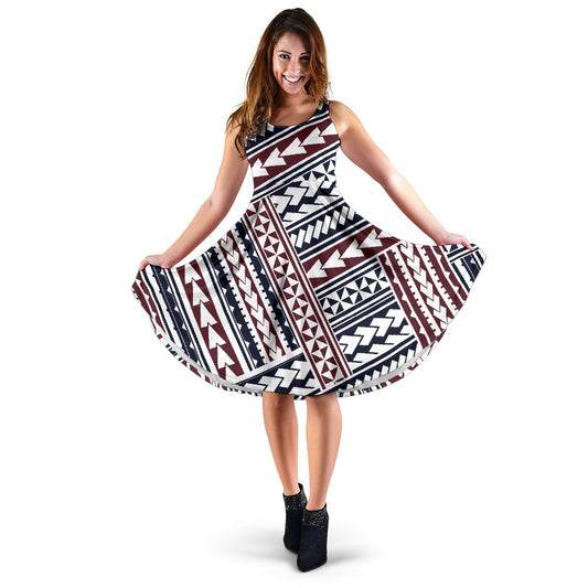 Polynesian Tribal Line Sleeveless Mini Dress