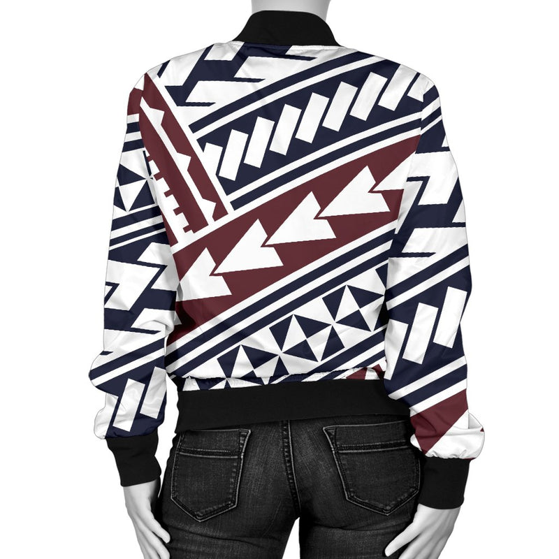 Polynesian Tribal Line Women Casual Bomber Jacket