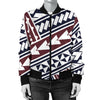 Polynesian Tribal Line Women Casual Bomber Jacket