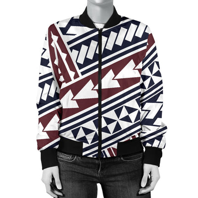 Polynesian Tribal Line Women Casual Bomber Jacket