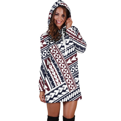 Polynesian Tribal Line Women Hoodie Dress