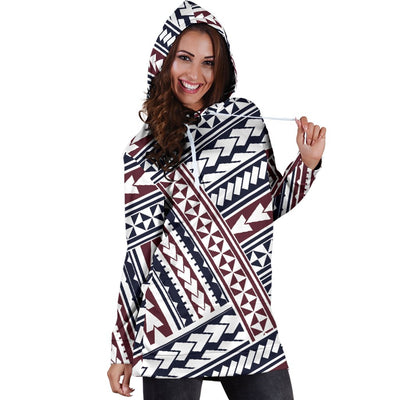 Polynesian Tribal Line Women Hoodie Dress