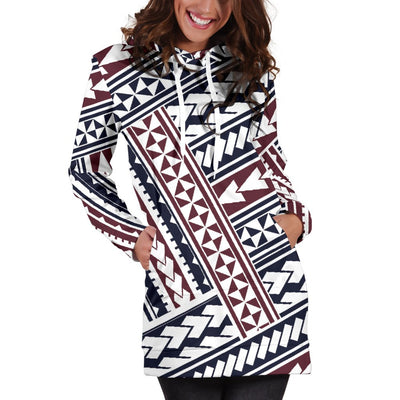 Polynesian Tribal Line Women Hoodie Dress