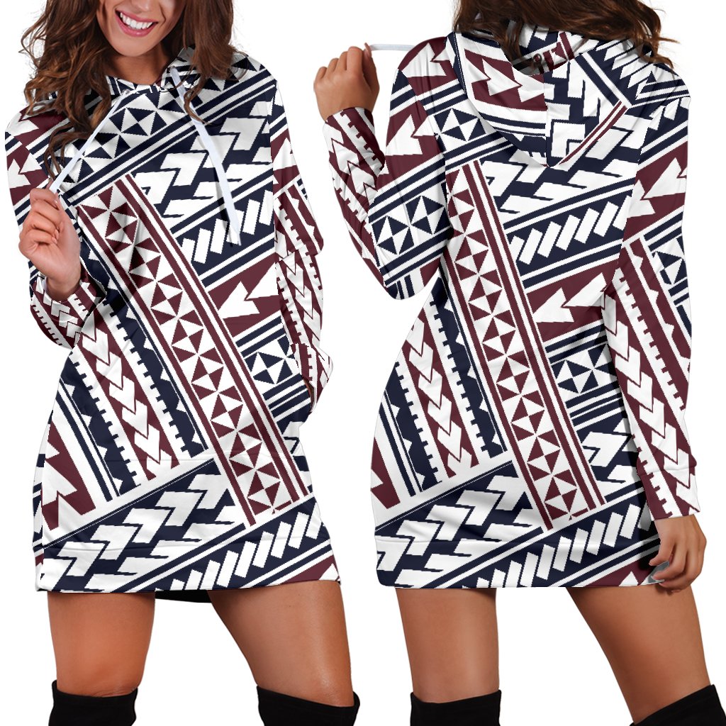 Polynesian Tribal Line Women Hoodie Dress