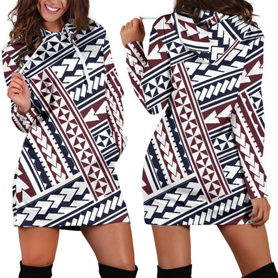 Polynesian Tribal Line Women Hoodie Dress