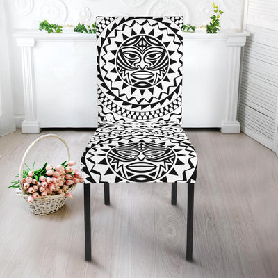 Polynesian Tribal Mask Dining Chair Slipcover-JORJUNE.COM