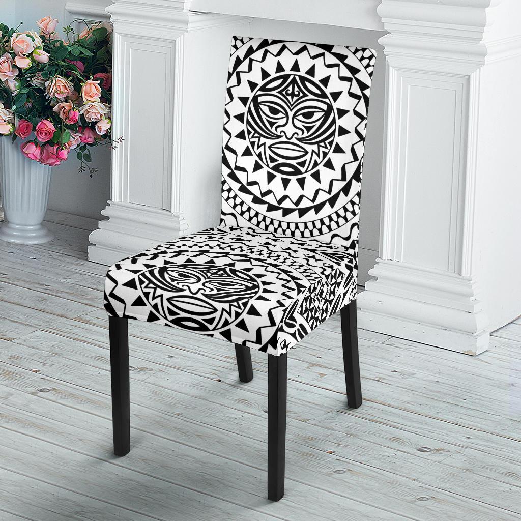 Polynesian Tribal Mask Dining Chair Slipcover-JORJUNE.COM
