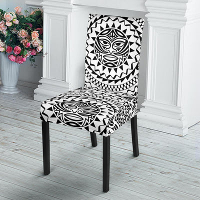 Polynesian Tribal Mask Dining Chair Slipcover-JORJUNE.COM