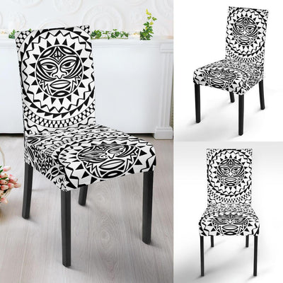 Polynesian Tribal Mask Dining Chair Slipcover-JORJUNE.COM