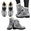 Polynesian Tribal Mask Faux Fur Leather Boots