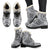 Polynesian Tribal Mask Faux Fur Leather Boots