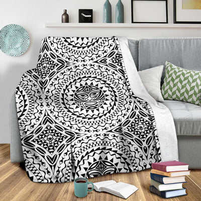 Polynesian Tribal Mask Fleece Blanket