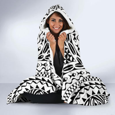 Polynesian Tribal Mask Hooded Blanket-JORJUNE.COM