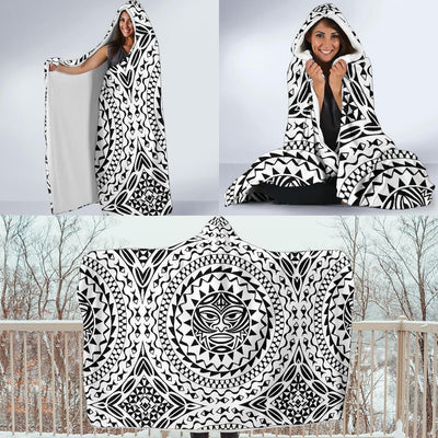 Polynesian Tribal Mask Hooded Blanket-JORJUNE.COM