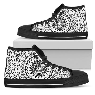 Polynesian Tribal Mask Men High Top Shoes