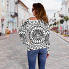 Polynesian Tribal Mask Off Shoulder Sweatshirt