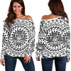 Polynesian Tribal Mask Off Shoulder Sweatshirt