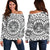 Polynesian Tribal Mask Off Shoulder Sweatshirt