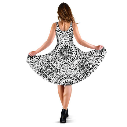 Polynesian Tribal Mask Sleeveless Mini Dress