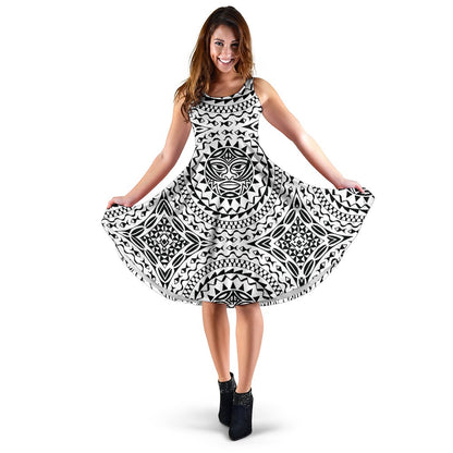 Polynesian Tribal Mask Sleeveless Mini Dress