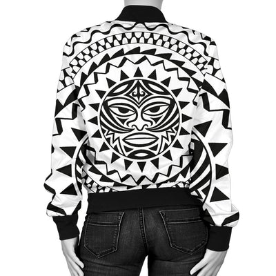 Polynesian Tribal Mask Women Casual Bomber Jacket