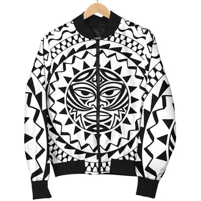 Polynesian Tribal Mask Women Casual Bomber Jacket