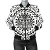 Polynesian Tribal Mask Women Casual Bomber Jacket