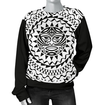 Polynesian Tribal Mask Women Crewneck Sweatshirt