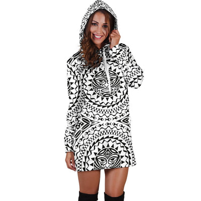 Polynesian Tribal Mask Women Hoodie Dress