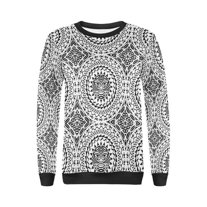 Polynesian Tribal Mask Women Long Sleeve Sweatshirt-JorJune