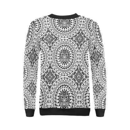 Polynesian Tribal Mask Women Long Sleeve Sweatshirt-JorJune