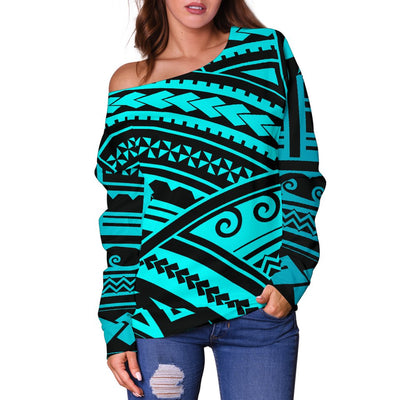 Polynesian Tribal Off Shoulder Sweatshirt