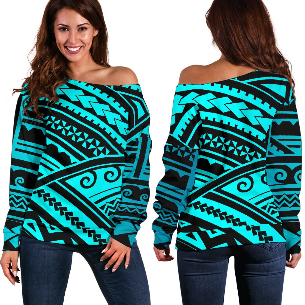 Polynesian Tribal Off Shoulder Sweatshirt