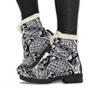 Polynesian Tribal Pattern Faux Fur Leather Boots