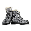 Polynesian Tribal Pattern Faux Fur Leather Boots
