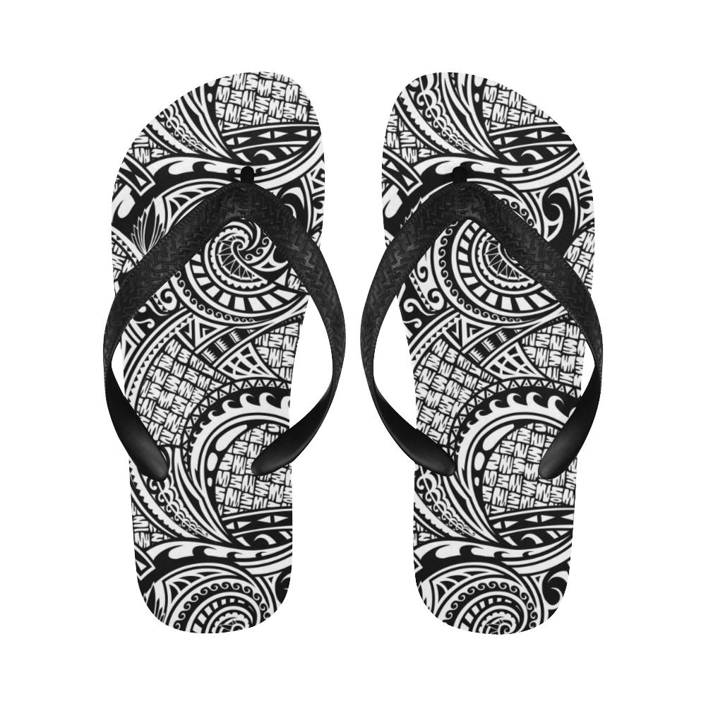 Polynesian Tribal Pattern Flip Flops-JorJune