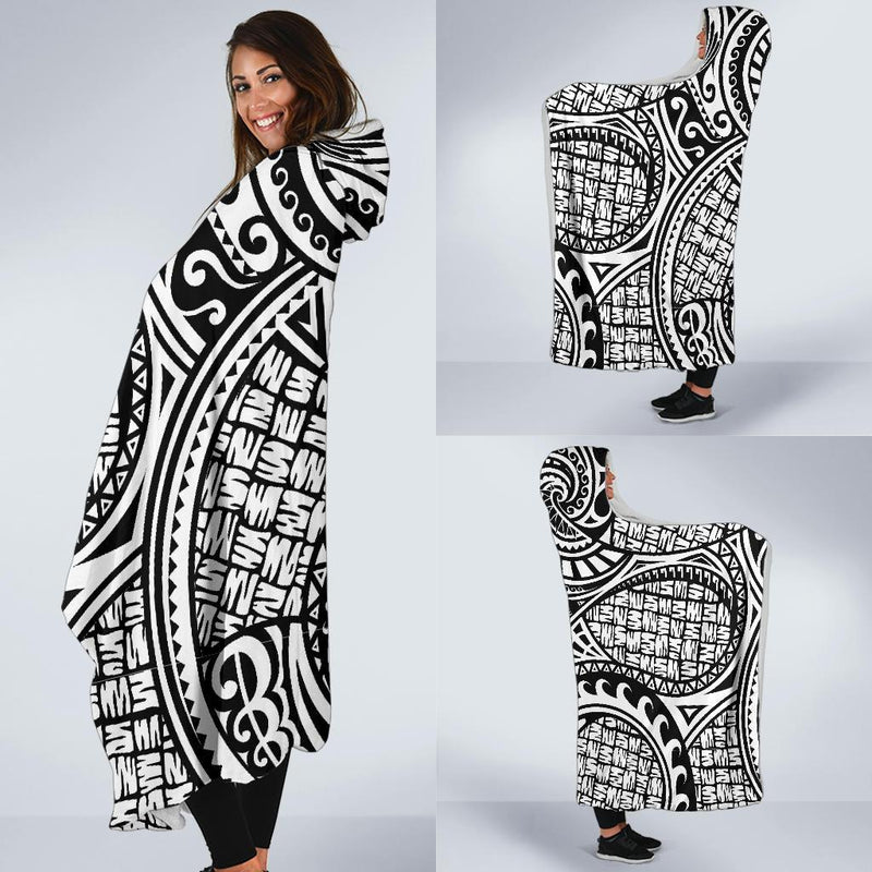 Polynesian Tribal Pattern Hooded Blanket-JORJUNE.COM