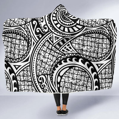 Polynesian Tribal Pattern Hooded Blanket-JORJUNE.COM