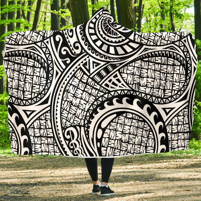 Polynesian Tribal Pattern Hooded Blanket-JORJUNE.COM