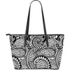 Polynesian Tribal Pattern Large Leather Tote Bag