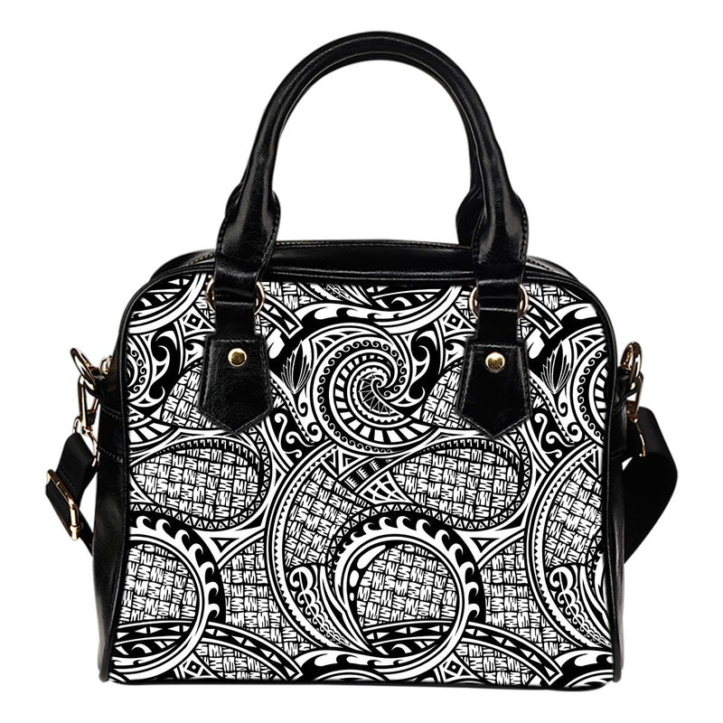 Polynesian Tribal Pattern Leather Shoulder Handbag